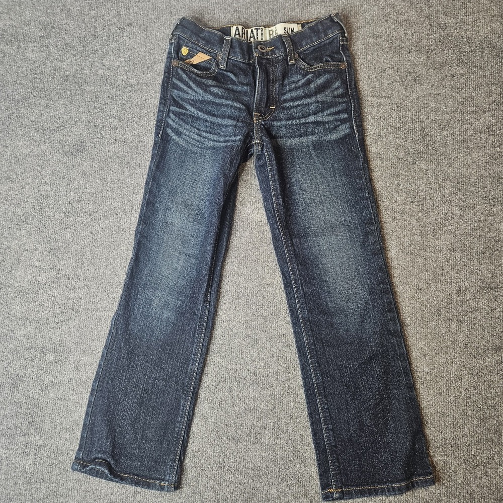 Ariat Boys Denim Jeans Size 8 Slim Western Adjustable Waist Stretch